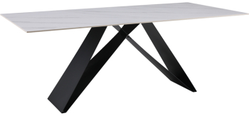 Masa Bucatarie/Dining Maherr Blat Piatra Sinterizata Alba 200x100 Cm 