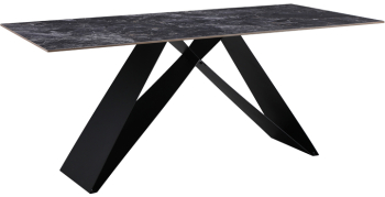 Masa Bucatarie/Dining Maherr Blat Piatra Sinterizata Neagra 180x90 Cm 