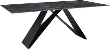 Masa Bucatarie/Dining Maherr Blat Piatra Sinterizata Neagra 200x100 Cm 