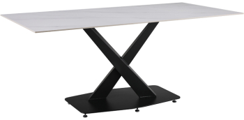 Masa Bucatarie/Dining Timos Blat Piatra Sinterizata Alba 180x90 Cm 