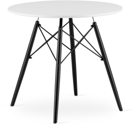 Masa Rotunda Fixa Linda Alba 80 Cm -Picioare Negre 