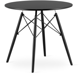 Masa Rotunda Fixa Linda Neagra 80 Cm Picioare Negre 