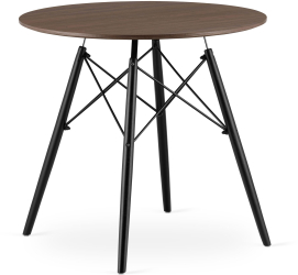 Masa Rotunda Fixa Linda Nuc 80 Cm Picioare Negre 