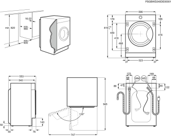 Masina de spalat rufe cu uscator incorporabila Electrolux EW7W368SI Spalare 8 kg Uscare 4 kg 1550 RPM. Clasa B PerfectCare700 DualCare 
