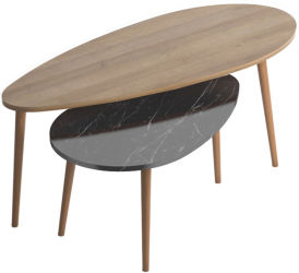 Set 2 Masute Cafea Monnart Stejar-Marmura Neagra 