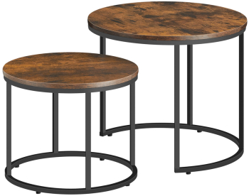Set 2 Masute Cafea Rotunde Klips Nuc Antichizat 