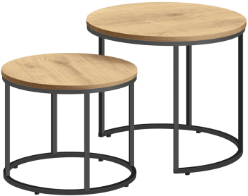 Set 2 Masute Cafea Rotunde Klips Stejar 