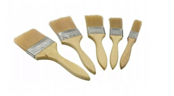 Set 5 pensule vopsit si lacuit peri naturali maner din lemn 