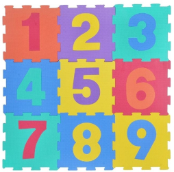 Set de 9 Bucati Covor Puzzle cu Cifre pentru Copii 31.5 x 31.5 cm DAsiNU
