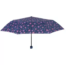 Umbrela dama MINI manuala Perletti albastru cu flori 