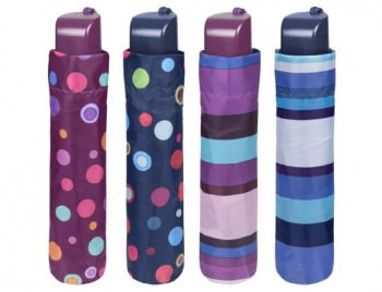 Umbrela MINI manuala Perletti Dots - Stripes Lila-dungulite 