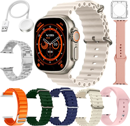 Ceas Smartwatch X9 Ultra 8 in1 cu 7 Curele si Carcasa de Protectie Display IPS Full Touch Bluetooth 5.2 Puls Oximetru Notificari Unisex 