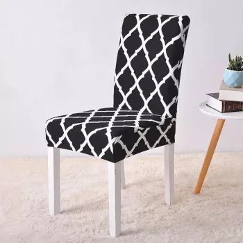 Husa universala pentru scaune clasice model ROMB culoare NEGRU + ALB 