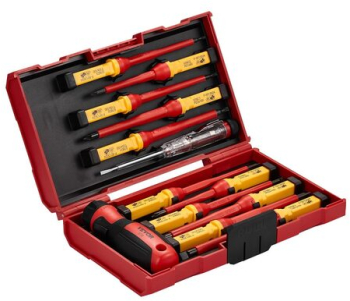 Set 12 surubelnite cu maner interschimbabil 1000 V VDE/GS Crom Vanadiu Magnetice Geanta transport 