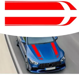Set 2 stickere autoadezive Tuning model Hood Stripes V1 dimensiune 85 x 12 cm culoare Rosie 