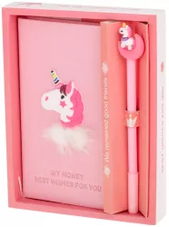 Set Cadou pentru Copii Caiet cu Unicorn finisat cu piele ecologica + Pix cu Unicorn 