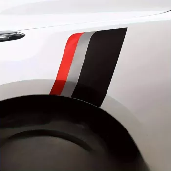 Sticker autoadeziv Tuning model Racing Flag dimensiune 30 x 24 x 17 cm culoare Negru/Argintiu/Rosu 