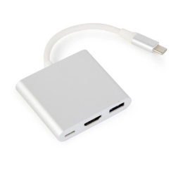 Adaptor 3in1 Cablexpert 11206 tip C tata la HDMI 4K 30Hz USB 3.0 si USB tip C mama pentru alimentare 