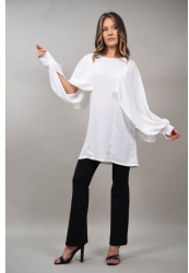 BLUZA CU MANECA LUNGA CUT OUT CELLESE Alb S-M 