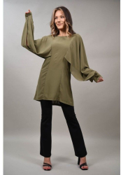 BLUZA CU MANECA LUNGA CUT OUT CELLESE Kaki S-M 