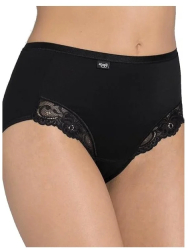 Chilot clasic cu talie inalta Sloggi Romance Maxi negru 44 - OUTLET 