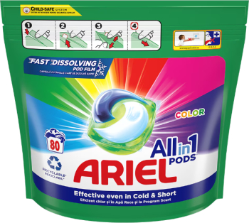 Detergent de rufe capsule Ariel All in One PODS Color 80 spalari 