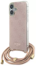 Husa pentru iPhone 16 - Guess Crossbody Cord 4G Print GUHCP16SHC4SEP - Pink 