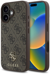 Husa pentru iPhone 16 - Guess Hardcase 4G Classic MagSafe GUHMP16SP4SM4MW - Brown 