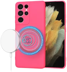 Husa pentru Samsung Galaxy S21 Ultra 5G - Techsuit SoftFlex MagSafe - Hot Pink 