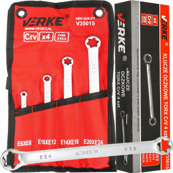 Set 4 chei inelare tip torx E6-E24 4bucati piese Chrome-Vanadium Cr-V V35015 