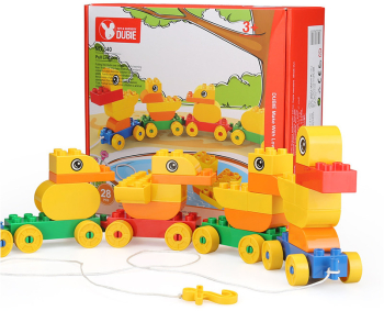 Set blocuri de constructie din 28 de piese pentru copii model trenulet cu Duck Family 
