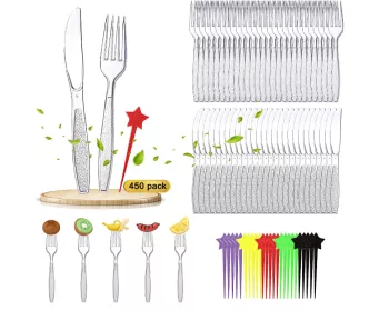 Set de 400 tacamuri din plastic furculite si cutite - RESIGILAT