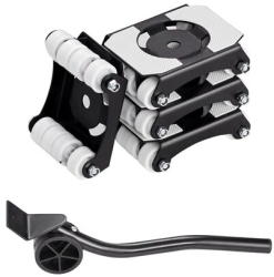 Set Transportor 4 Dolly cu maner pentru mobila capacitate 340 kg 5 x roti pivotante rotatie 360 grade