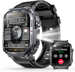 Smartwatch TWINKLER® Ceas Inteligent Barbatesc Aplicatie FitCloudPro Apeluri Bluetooth 5.2 Busola digitala Lanterna LED 3 ATM Mul