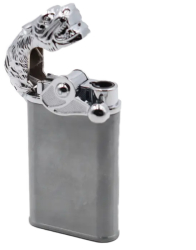 Bricheta Modulara Cap de Tigru Doua Flacari Gri 8 cm 