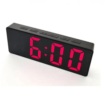 Ceas De Birou Tip Masa Afisare Temperatura Alarma Alimentare USB Cu Led Rosu 16 X 6 Cm
