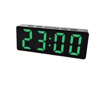 Ceas De Birou Tip Masa Afisare Temperatura Alarma Alimentare USB Cu Led Verde 16 X 6 Cm 