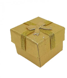 Cutie pentru cadouri cu fundite auriu 4 cm x 4 cm x 3 cm 