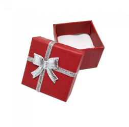 Cutie pentru cadouri cu fundite rosu 4 cm x 4 cm x 3 cm