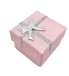 Cutie pentru cadouri cu fundite roz 4 cm x 4 cm x 3 cm 