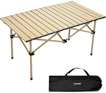 Masa Pliabila Pentru Camping Inclusa Geanta de Transport Aluminiu Bej 120 x 55 x 50cm 