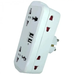 Priza Multipla 6in1 2 Port USB 100-250V 10A/13A Alb 12 cm 