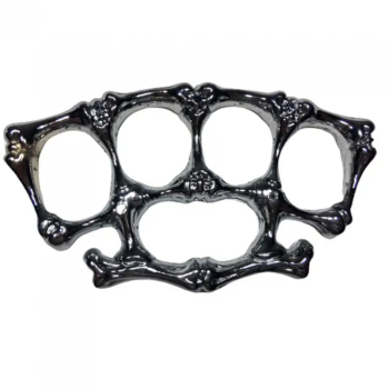 Pumnal tip box din metal rozeta autoaparare model oase negru 