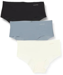 Set 3 chiloti pentru femei Calvin Klein Hipsters 000QD3559E negru alb albastru S - OUTLET