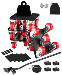 Set Transportor 4 Dolly cu maner pentru mobila capacitate 1575 kg 5 x roti pivotante rotatie 360 grade 