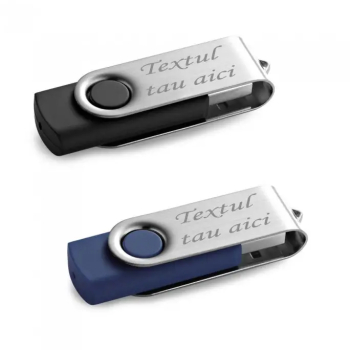 Unitate USB Stocare 32GB Personalizata Cu Textul Tau Albastru Si Negru 