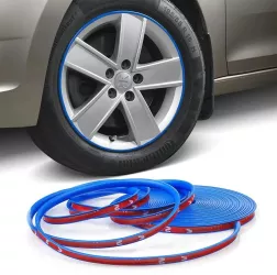 Inele de protectie si decor jante adezive din plastic flexibil - ALBASTRU 