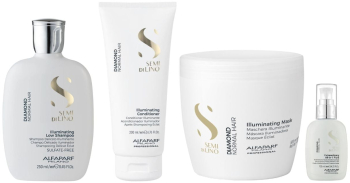 Pachet pentru stralucire si hidratare Alfaparf Diamond Illuminating Shampoo 250ml + Conditioner 200ml + Masca 500ml + Ser 125ml 
