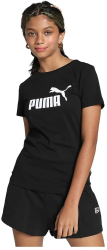 Tricou cu maneca scurta pentru fete PUMA Ess Logo Tee G negru L - OUTLET 