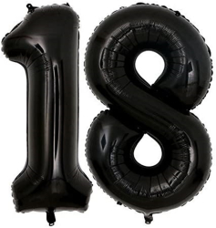 Baloane folie aniversare majorat cifra 18 Negru 100 cm Ropet 